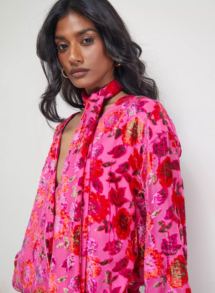 WAREHOUSE Devore Wrap Blouse